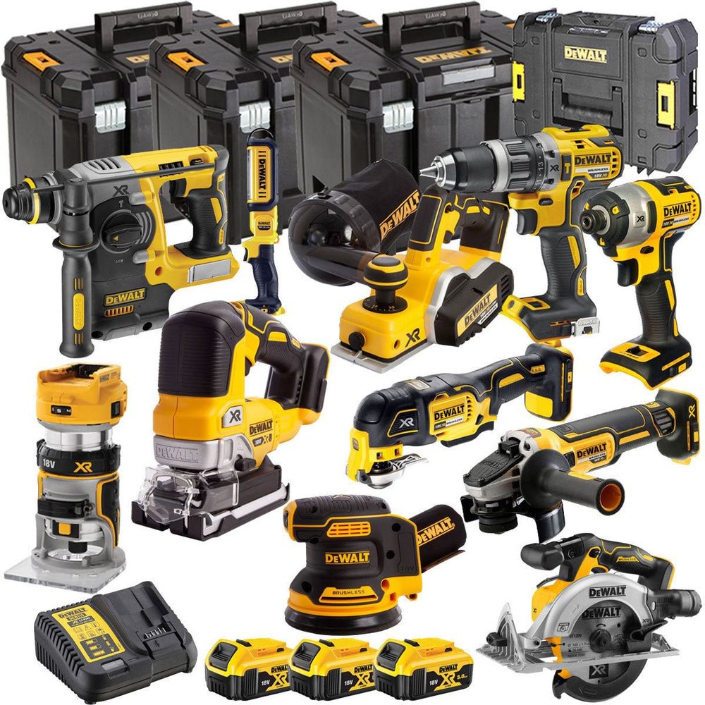 DEWALT 18V Brushless 11-Piece Power Tool Combo Kit with 3 x 5.0Ah Batteries, Charger & TSTAK (DCKT4T11B3)