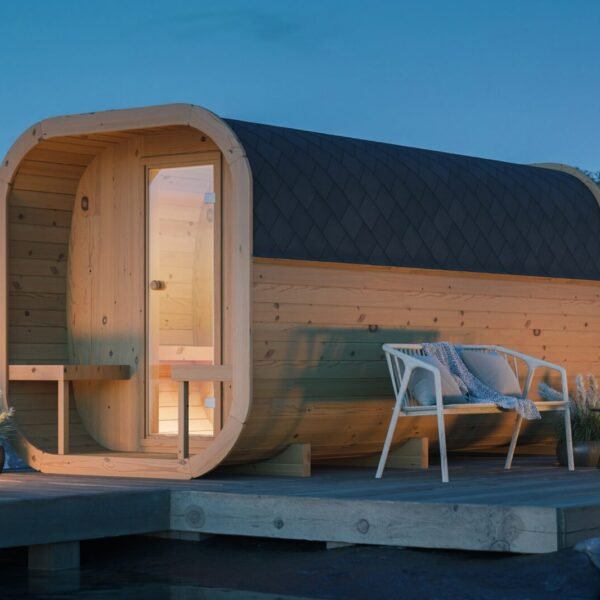Scandinavian Designed Natural Wood Sauna Cabin With Terrace
