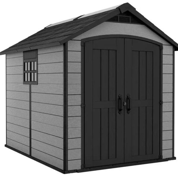 Keter Premier 7.5 x 9 ft Plastic Shed – Resin Garden Storage Shed, Grey