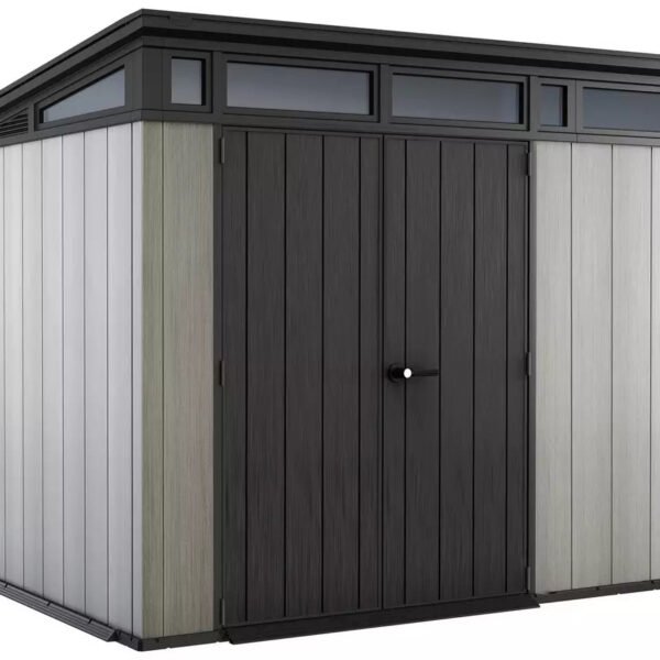 Keter Artisan 9 x 7 ft Plastic Shed – Double Door Pent Garden Shed