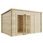 BillyOh Tianna 14x8 ft Wooden Log Cabin Summer House and Side Shed Store