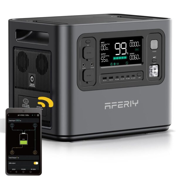 AFERIY P210 Portable Power Station 2048Wh 2400W – LiFePO4 Solar Generator