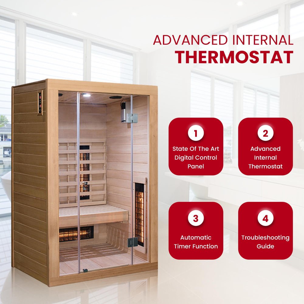 SaunaMed Full Spectrum Infrared Sauna, 2 Person – Indoor Home Sauna, Low EMF, Plug & Play, Bluetooth, UK Plug - image 5
