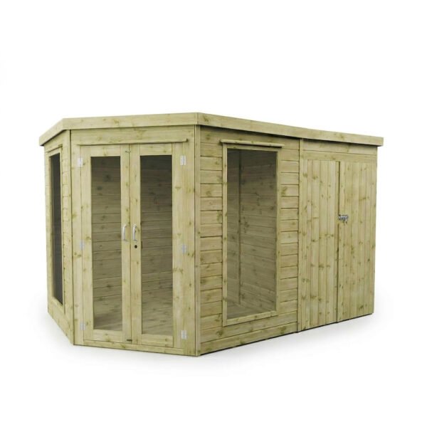 Waltons Corner Summerhouse with Side Shed – Shiplap Tongue & Groove Garden Room, 11x7 / 12x8 / 13x9 ft