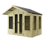 WALTONS 6x8 Sussex Summerhouse with Apex Roof, Shiplap Tongue and Groove Wooden Garden Room, and 10-Year Anti-Rot Guarantee