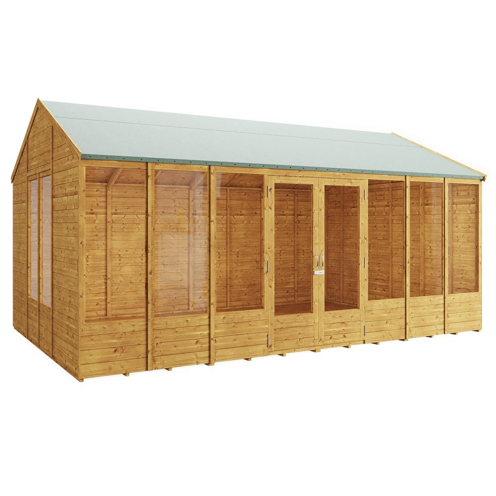 BillyOh Petra 16x10 Reverse Apex Summer House Shed, Log Cabin | Wooden Garden Room with Wide Double Doors, Tear Resistant Felt, Tongue and Groove - image 8