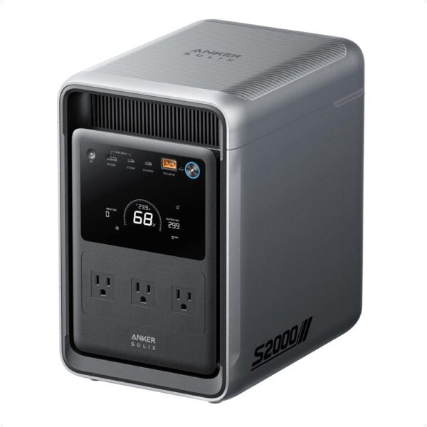 Anker S2000 Portable Power Station 2010Wh 3000W Peak – LiFePO4 Home Backup, 35-Hour Fridge Backup