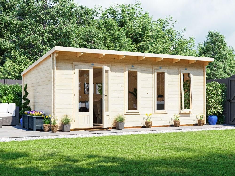 Dunster House Log Cabin Garden Office 6 x 4 Metres Terminator Pent - image 2