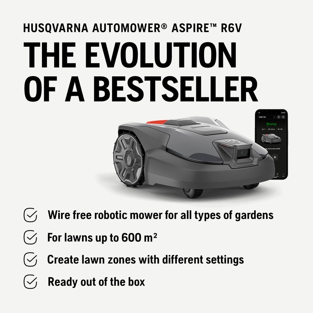 HUSQVARNA Automower® Aspire R6V – Wire-Free Robotic Lawn Mower, AI Vision Object Detection, GPS Navigation, Wi-Fi App Control, Systematic Mowing - image 2