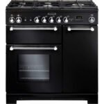 Premium 90cm Dual Fuel Range Cooker with Gas Hob and Electric Ovens in Black Finish