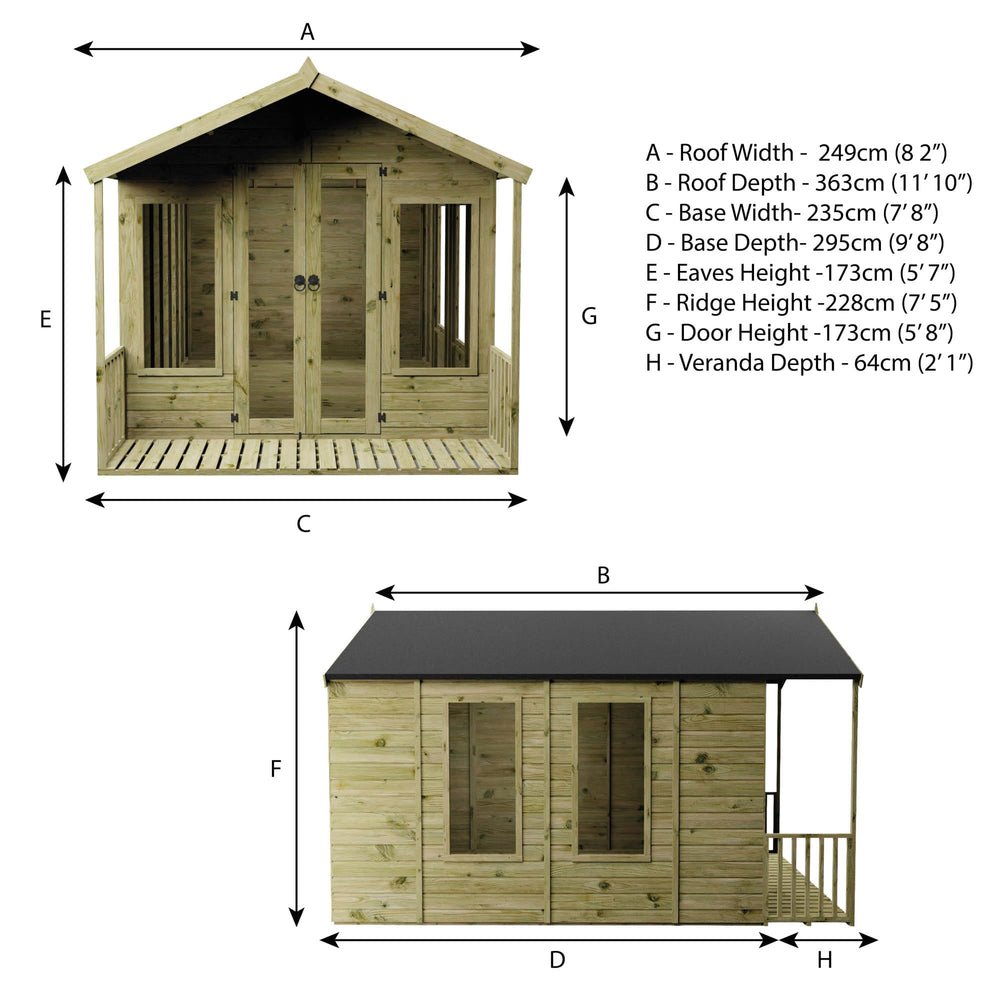 Waltons Wessex Summerhouse 12 x 8 ft – Apex Roof, Shiplap Tongue & Groove Wooden Garden Room - image 3
