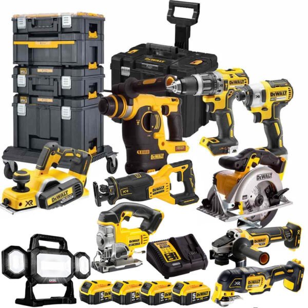 DeWalt 18V XR Li-Ion 10-Piece Cordless Power Tool Kit with Four 5.0Ah Batteries and TStak 2.0 Storage Case