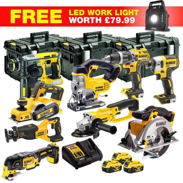 DEWALT 18V XR 10-Piece Power Tool Combo Kit with 3 x 5.0Ah Batteries & Toughsystem Box (DCKT4T10WLF)