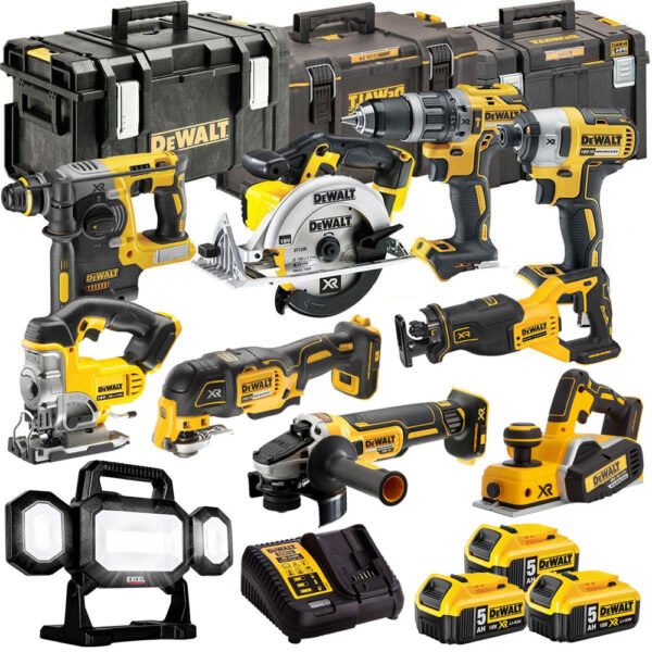 DEWALT 18V XR 10-Piece Power Tool Combo Kit with 3 x 5.0Ah Batteries & Toughsystem Box (DCKT4T10P13)