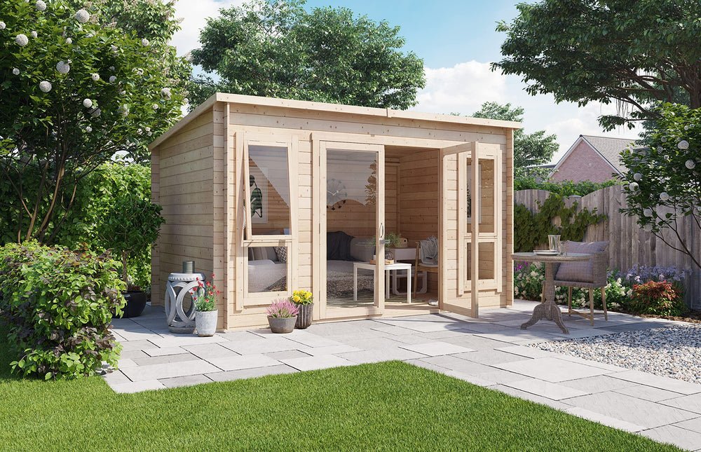 BillyOh Carmen Modern Pent Log Cabin Garden Office Studio Summer House - Pressure Treated 12x8 Outdoor Room - image 3
