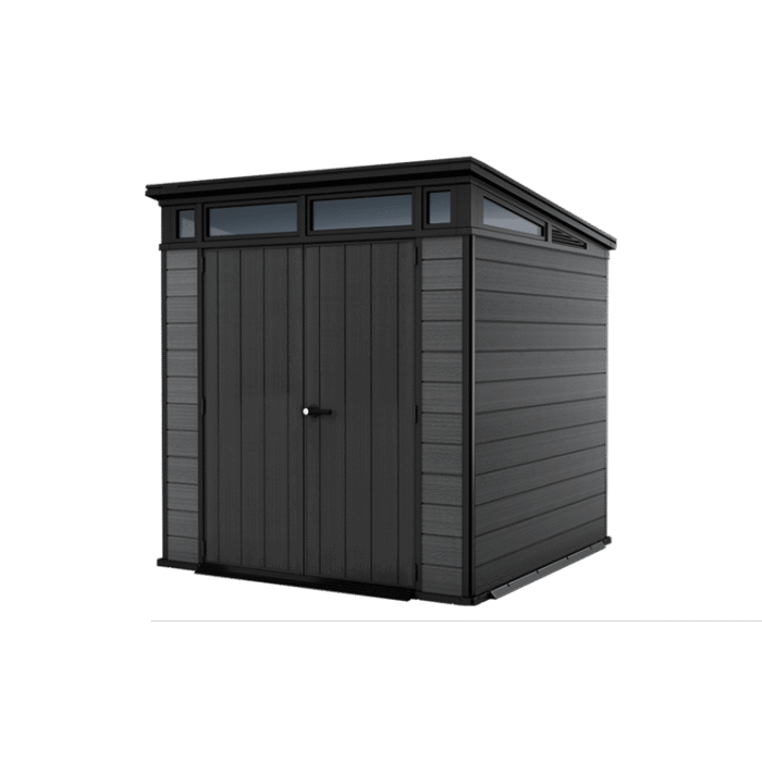 Keter Cortina 7 x 7 ft Plastic Shed – Heavy Duty Pent Garden Shed, Dark Grey