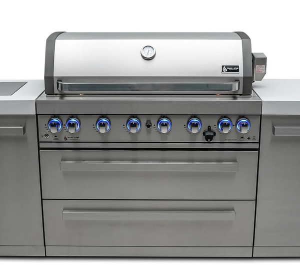 Mont Alpi 805 Deluxe Island 6-Burner Stainless Steel Propane Gas Grill with Infrared Burner