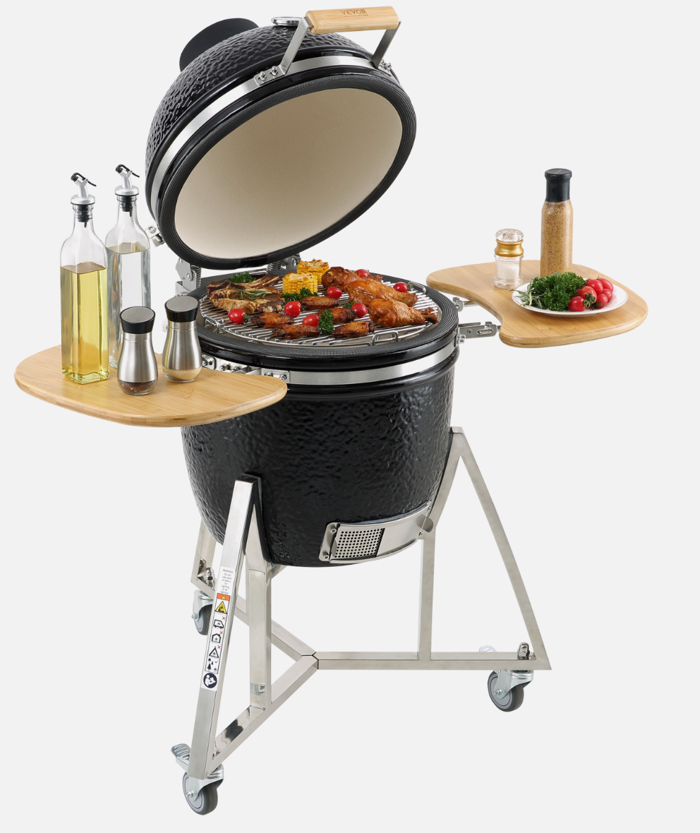 VEVOR 24-Inch Portable Round Outdoor Ceramic Barbecue Grill and Smoker