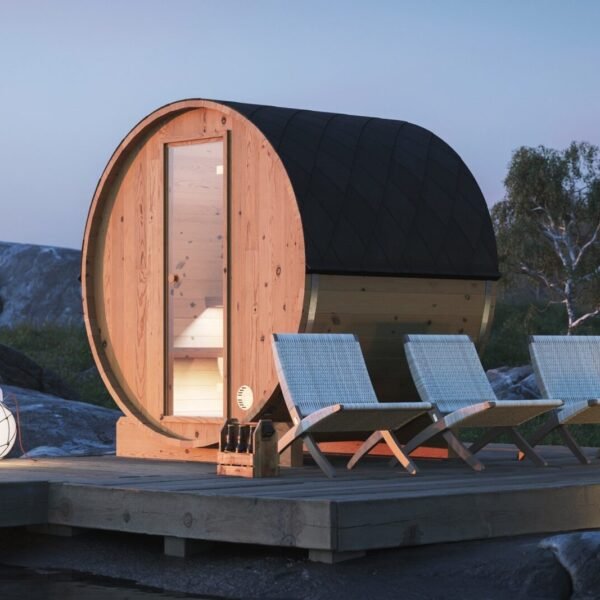 Nordic Spruce Barrel Sauna Edda for Natural Garden Luxury