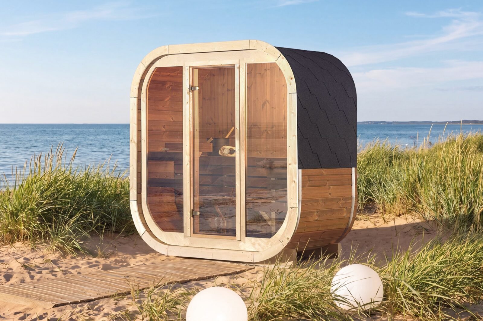 Premium Natural Wood Compact Garden Sauna Cabin For 2 To 3 People