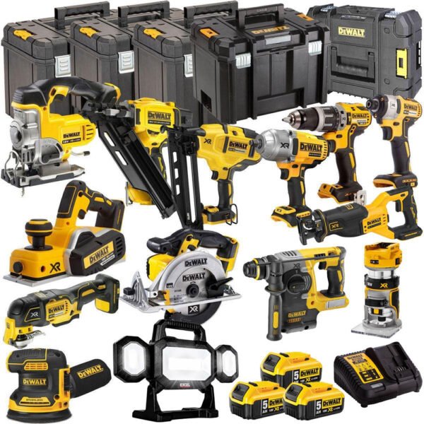 DEWALT 18V 14 Piece Cordless Power Tool Kit with Three 5.0Ah Batteries and Charger