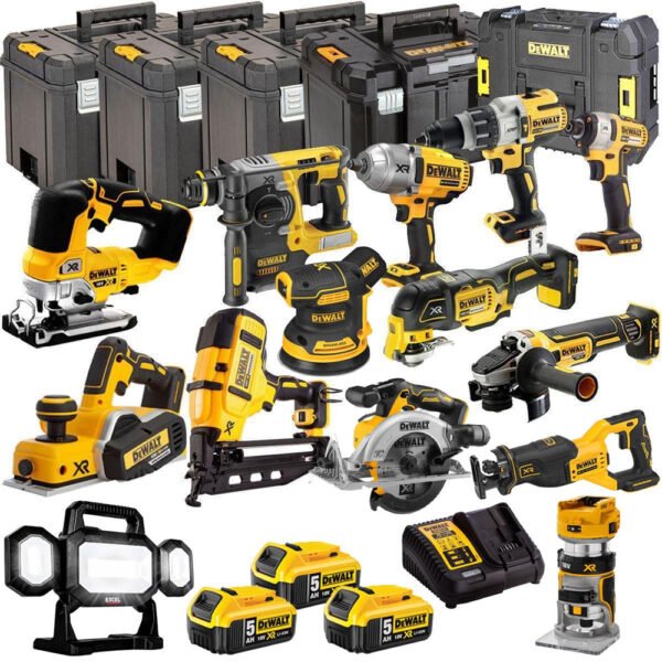 DEWALT 18V 14 Piece Cordless Power Tool Kit with Three 5.0Ah Batteries and Charger