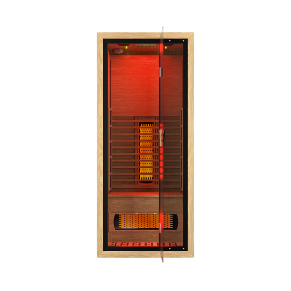 Premium Natural Wood Infrared Sauna Featuring Advanced Red Light Therapy