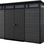 11x7 Cortina Heavy Duty Plastic Pent Garden Storage Shed in Dark Grey